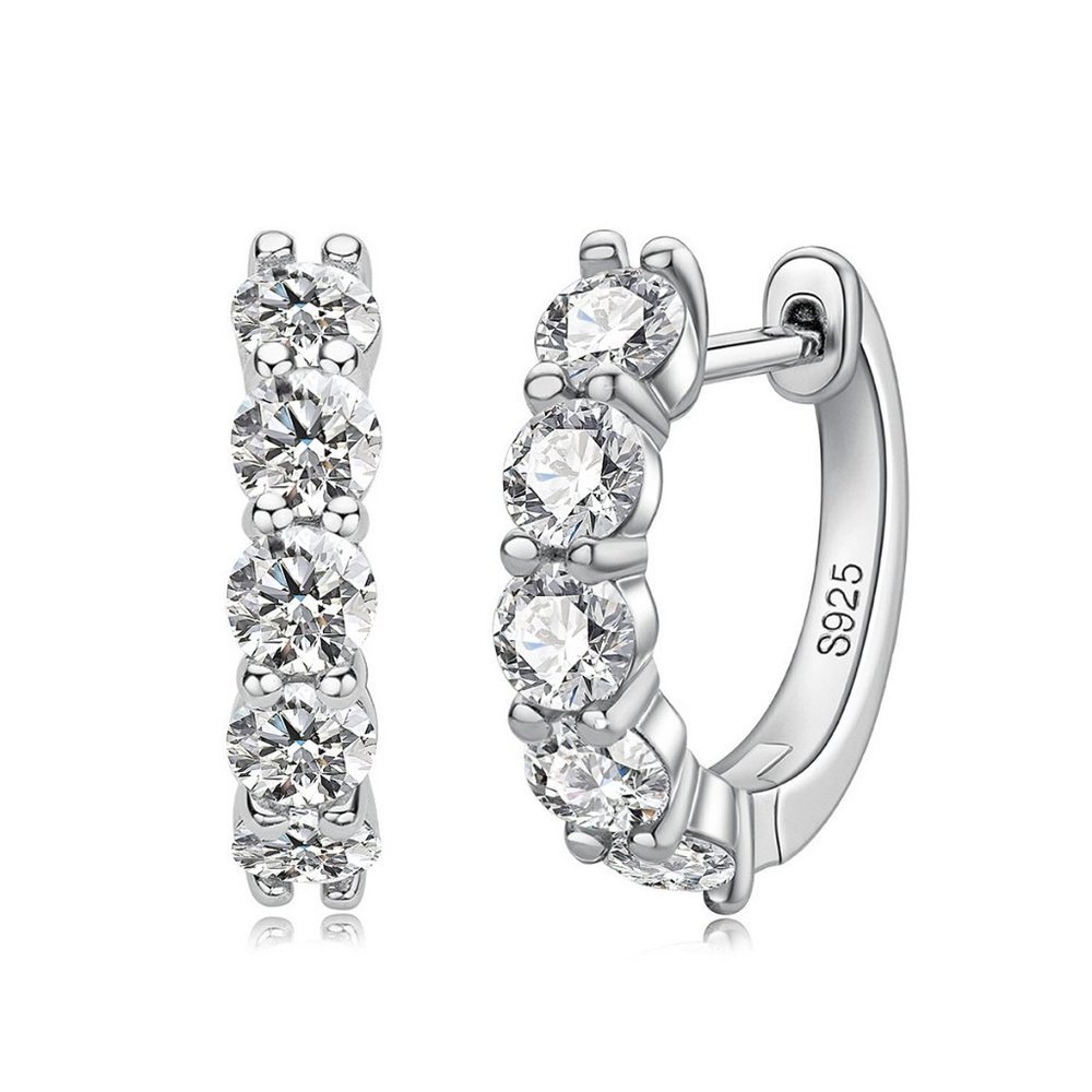 Certified 3ct. t.w. Moissanite Diamond 2cm Huggie Hoop Earrings NEW - Picture 7 of 16
